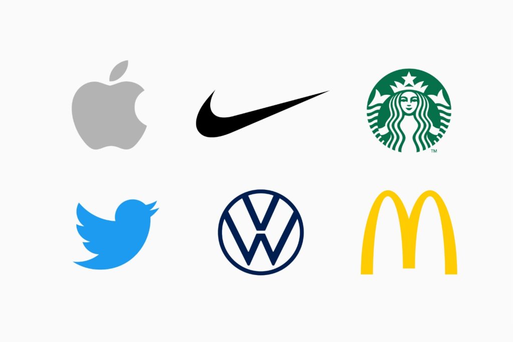 Apple、ナイキ、スターバックス、Twitter、フォルクスワーゲン、マクドナルドのロゴ