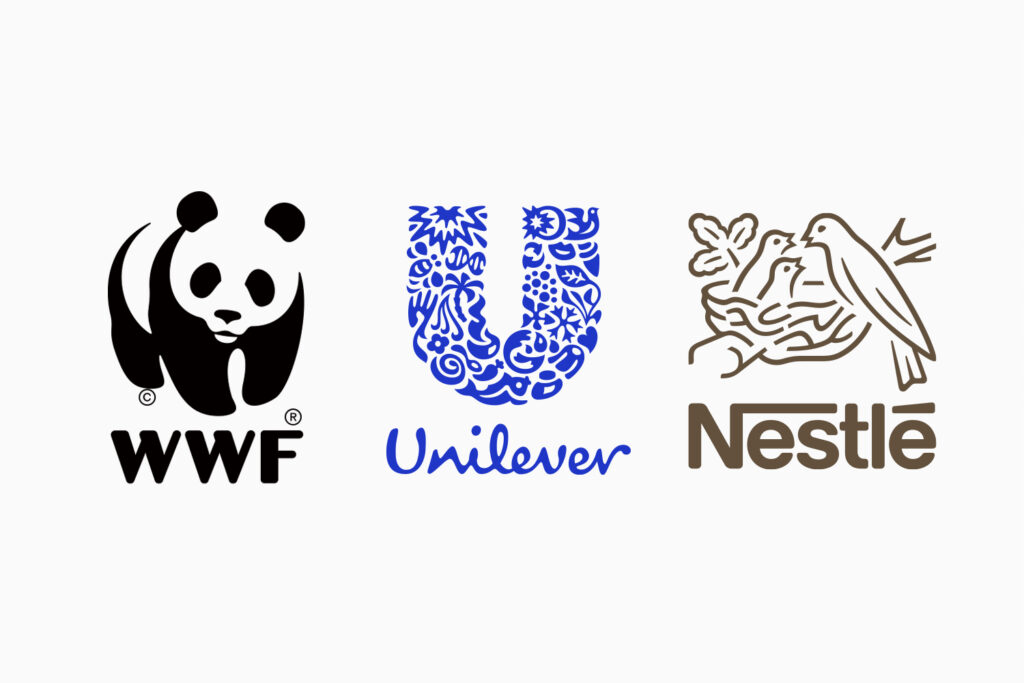 WWF、Unilever、Nestléのロゴ